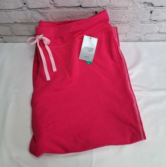 Danskin Now Pants - 'DANSKIN NOW' FRENCH TERRY LOOSE FIT STRAIGHT-LEG ATHLEISURE PANTS in POSEY PINK